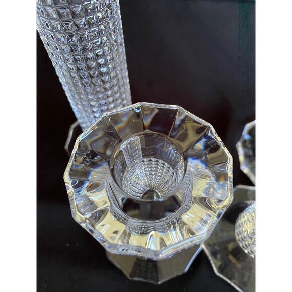Set of 4 Stunning Crystal Candlestick Holders | Pillar Textured Stem - Picture 7 of 7